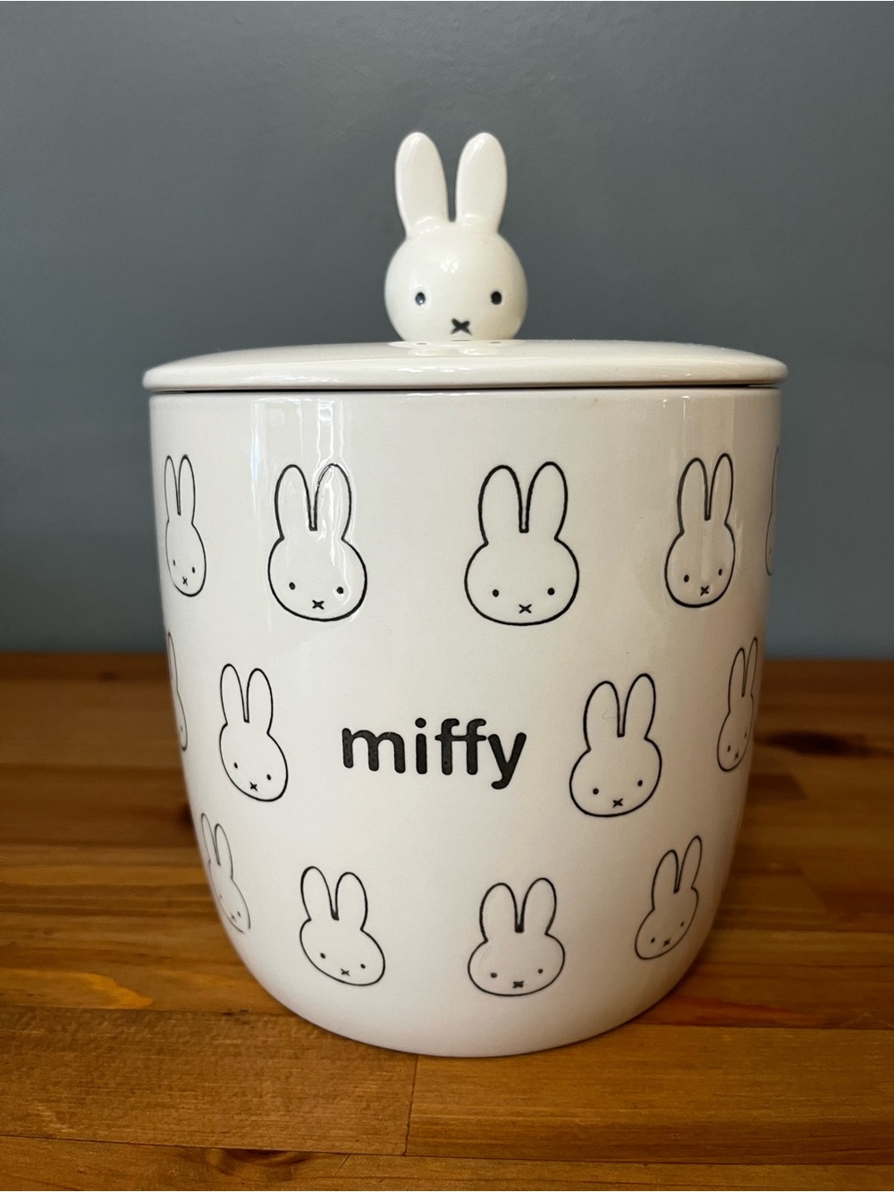 Miffy Magenta Ceramic White and Grey Cookie Jar